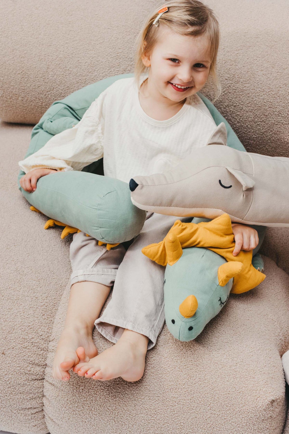 Bed snake "Cuddle Buddy - Sage Saurus"